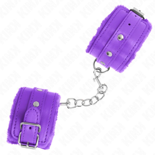 Kink Wrist Restraint bontgevoerde polsboeien met riem Paars