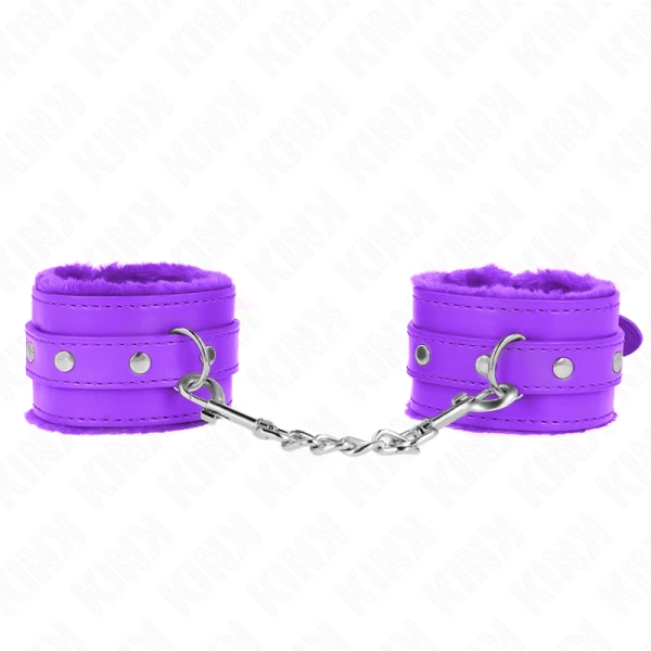Kink Wrist Restraint bontgevoerde polsboeien met riem Paars