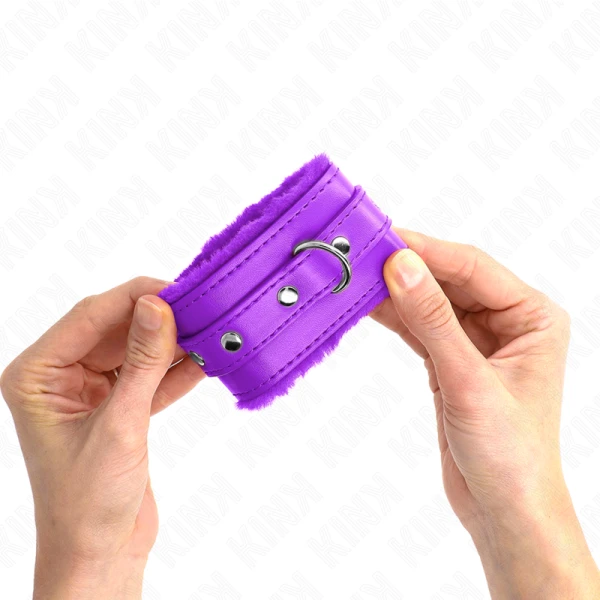 Kink Wrist Restraint bontgevoerde polsboeien met riem Paars