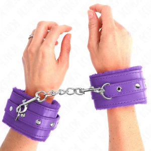 Kink Wrist Restraint Fur-Lined Wrist Cuffs with Belt Purple