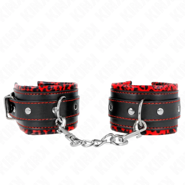 Kink Wrist Restraint Pelzgefütterte Handgelenkfesseln rot/schwarz verstellbar