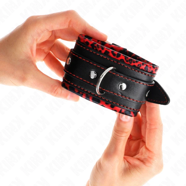 Kink Wrist Restraint Pelzgefütterte Handgelenkfesseln rot/schwarz verstellbar