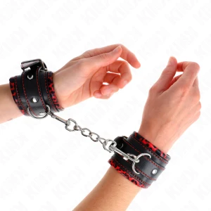 Kink Wrist Restraint Met bont gevoerde polsboeien rood/zwart verstelbaar