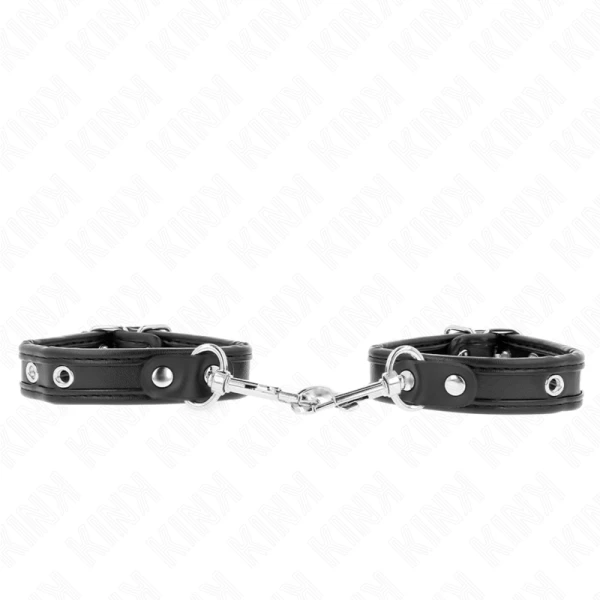 Kink Wrist Restraint Mini-armbanden met klinknagels, zwart, verstelbaar