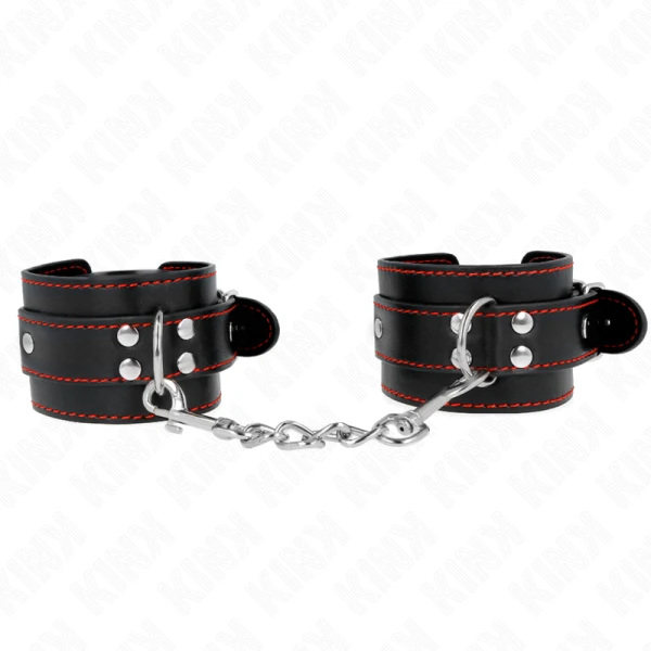 Kink Wrist Restraint polsboei met rode voering, verstelbaar