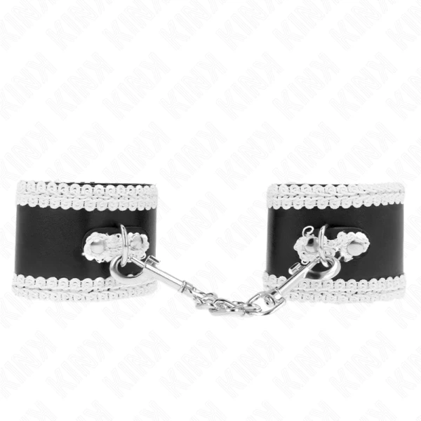 Kink Wrist Restraint zwarte polsboeien met witte kant