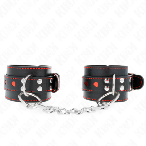Kink Wrist Restraint Polsboei met Hartinzet zwart-rood Kink Wrist Restraint Polsboei met Hartinzet zwart-rood - Afbeelding 2