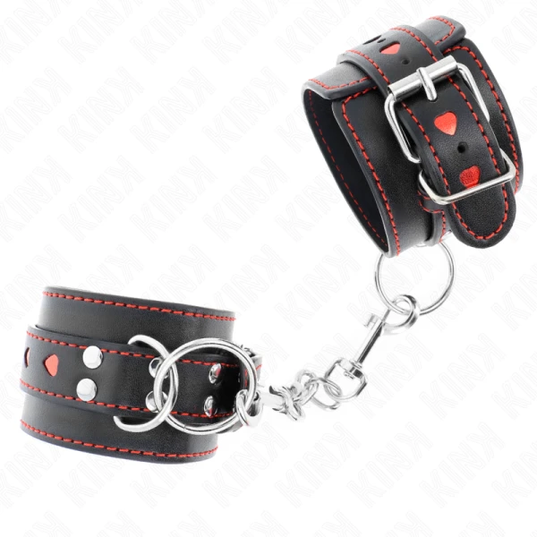 Kink Wrist Restraint Polsboei met Hartinzet zwart-rood Kink Wrist Restraint Polsboei met Hartinzet zwart-rood