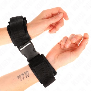 Kink Wrist Restraint Nylon-handboeien met klittenband rood-zwart