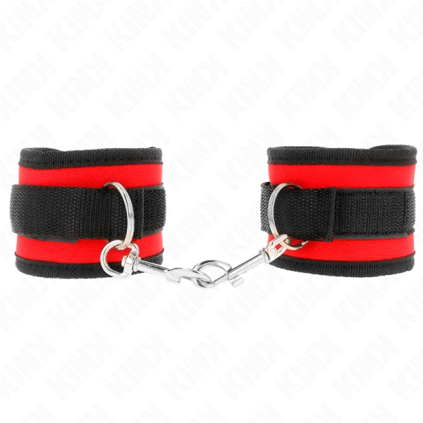 Kink Wrist Restraint Nylon-handboeien met klittenband rood-zwart verstelbaar