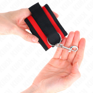 Kink Wrist Restraint Nylon-handboeien met klittenband rood-zwart verstelbaar Kink Wrist Restraint Nylon-handboeien met klittenband rood-zwart verstelbaar - Afbeelding 4