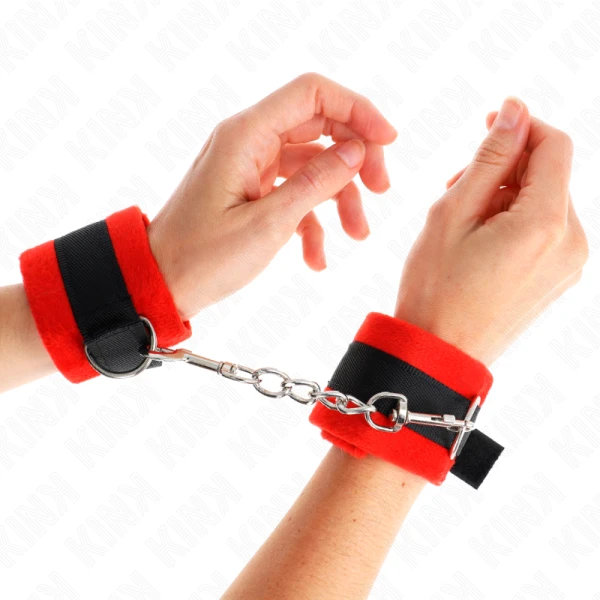 Kink Wrist Restraint Bontmanchetten Zwart-Rood voor Fetisj