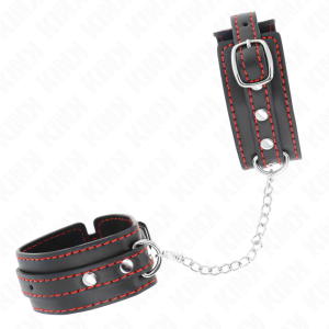 Kink Wrist Restraint Handboei zwart met rode voering verstelbaar Kink Wrist Restraint Handboei zwart met rode voering verstelbaar - Afbeelding 3