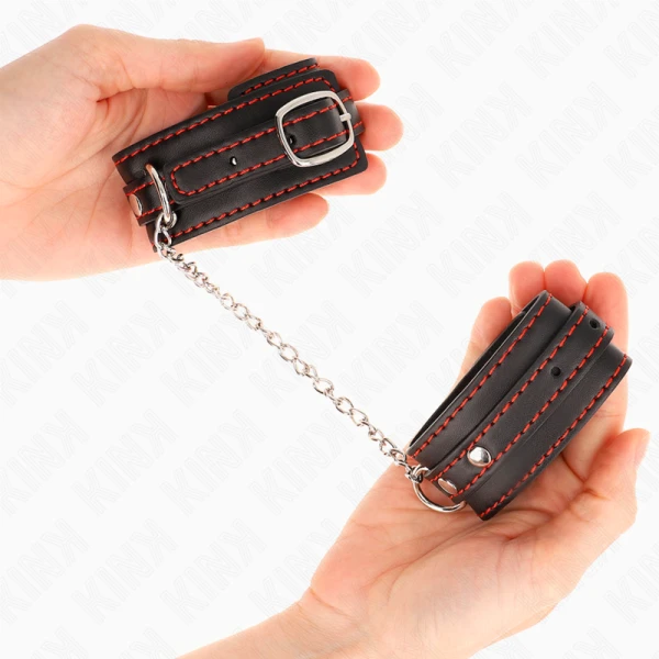 Kink Wrist Restraint Handboei zwart met rode voering verstelbaar