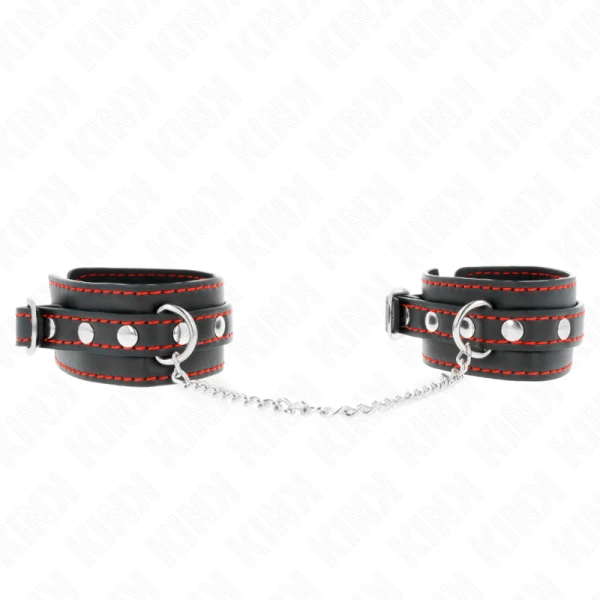Kink Wrist Restraint Handboei zwart met rode voering verstelbaar