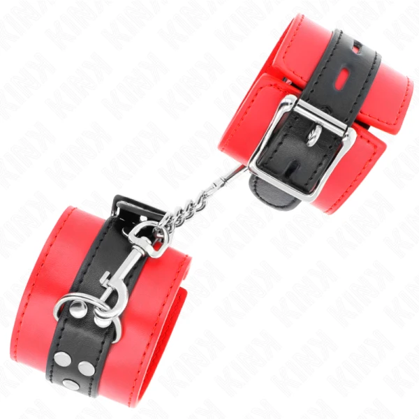 Kink Wrist Restraint Handboei rood met zwarte riem verstelbaar Kink Wrist Restraint Handboei rood met zwarte riem verstelbaar
