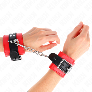Kink Wrist Restraint Handboei rood met zwarte riem verstelbaar Kink Wrist Restraint Handboei rood met zwarte riem verstelbaar - Afbeelding 1
