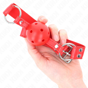 Kink Collar & GAG roter Hohlballknebel mit Silikonbacken – Bild 4