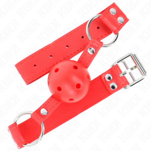 Kink Collar & GAG roter Hohlballknebel mit Silikonbacken – Bild 2