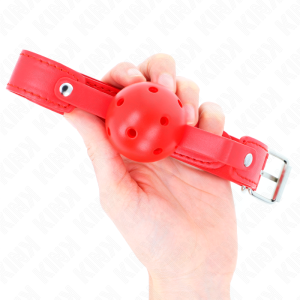 Kink Collar & GAG Bal Knebel rood met Ademende Bal Kink Collar & GAG Bal Knebel rood met Ademende Bal - Afbeelding 3