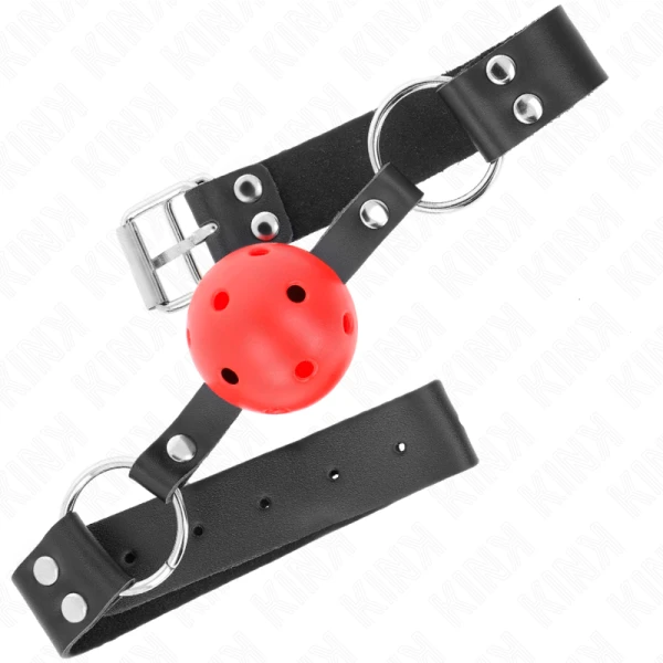 Kink Collar & GAG-balletje met verstelbare riem, rood
