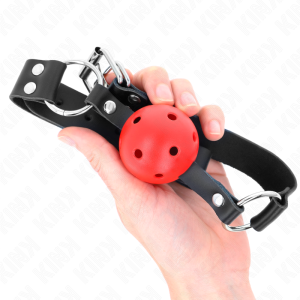 Kink Collar & GAG-balletje met verstelbare riem, rood Kink Collar & GAG-balletje met verstelbare riem, rood - Afbeelding 4