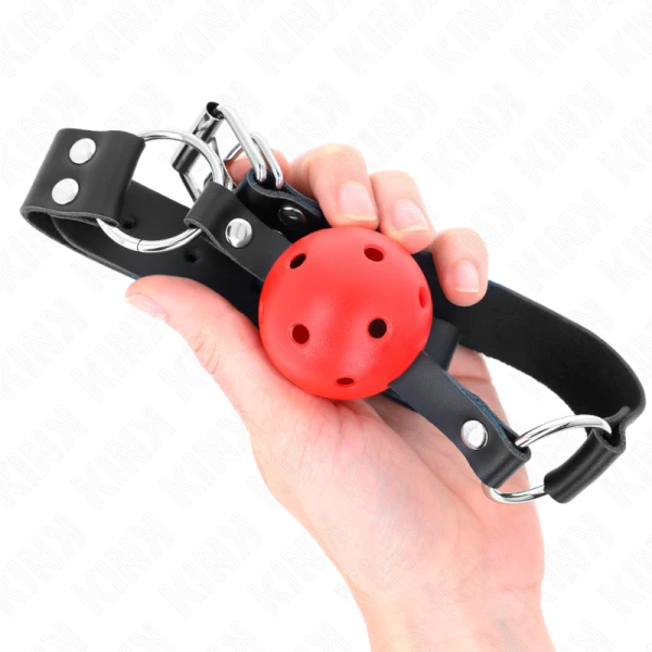 Kink Collar & GAG-balletje met verstelbare riem, rood