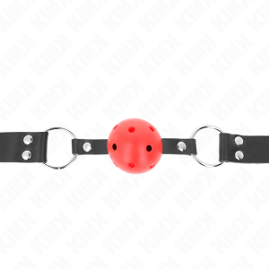 Kink Collar & GAG-balletje met verstelbare riem, rood Kink Collar & GAG-balletje met verstelbare riem, rood - Afbeelding 3