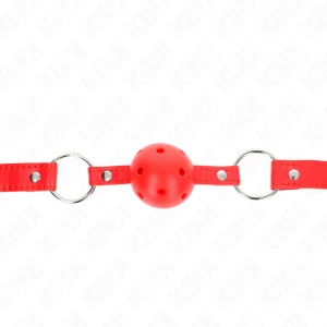 Kink Collar & GAG Ballknebel mit Doppelniet und verstellbarem Riemen rot