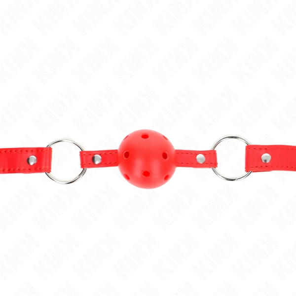Kink Collar & GAG Bal knevel met dubbele klink en verstelbare riem rood