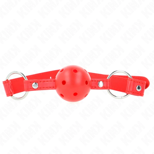 Kink Collar & GAG Bal knevel met dubbele klink en verstelbare riem rood