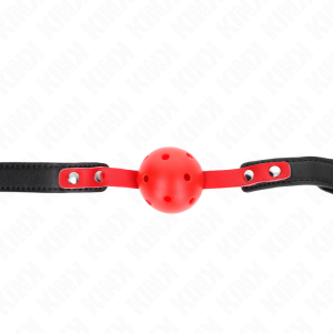 Kink Collar & GAG Rode holle bol-knebel met zwarte riem Kink Collar & GAG Rode holle bol-knebel met zwarte riem - Afbeelding 1