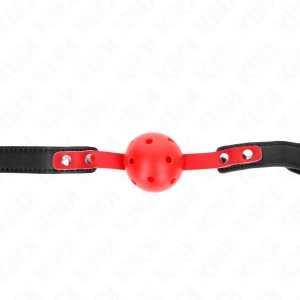 Kink Collar & GAG Roter Hohlkugel-Knebel mit schwarzem Gurt