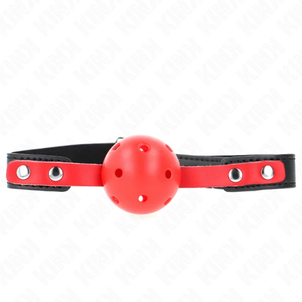 Kink Collar & GAG Rode holle bol-knebel met zwarte riem Kink Collar & GAG Rode holle bol-knebel met zwarte riem