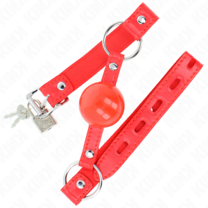Kink Collar & GAG Bal knevel met slot, rood Kink Collar & GAG Bal knevel met slot, rood - Afbeelding 2