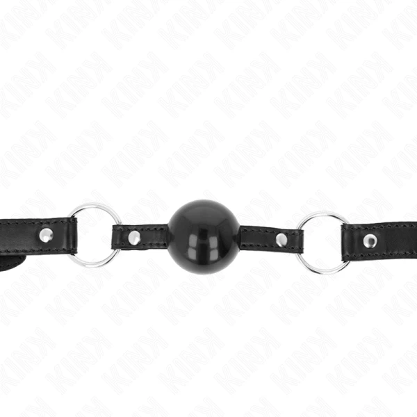 Kink Collar & GAG Bal knevel met zwarte TPE-bal en leren riem