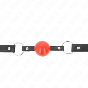 Kink Collar & GAG Ballknebel mit Schloss, roter Ball, schwarzer Gurt