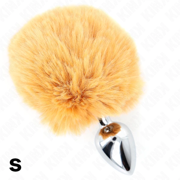 Kink Pleasure Plugs Anaalplug met beige konijnenstaart van kunstbont
