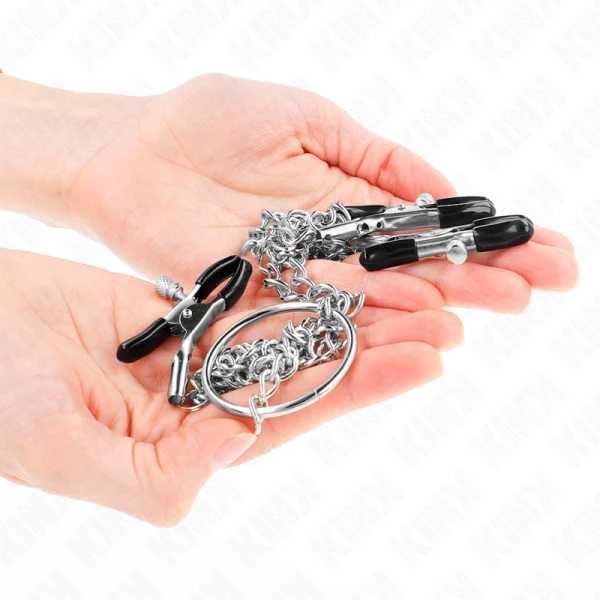 Kink Nipple Grip Driedubbele Nippel- en Clitorisklemmen met Keten