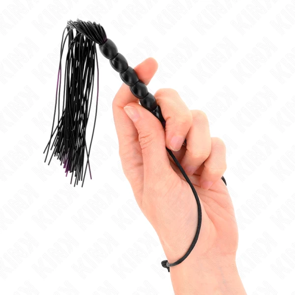 Kink Impact & Touch Mini Silikonzweep met 6 zwarte kralen