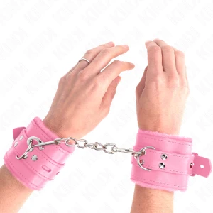 Kink Met bont gevoerde polsboeien met riem, Roze