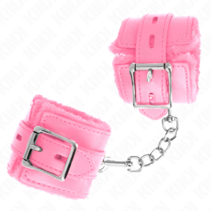 Kink Pelzgefütterte Handgelenkfesseln mit Gürtel, Rosa Kink Pelzgefütterte Handgelenkfesseln mit Gürtel, Rosa – Bild 3