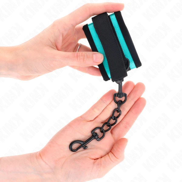 Kink Wrist Restraint Nylon-handboei met klittenband zwart-blauw verstelbaar