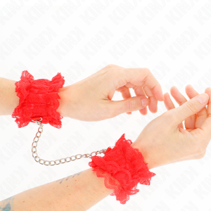Kink Wrist Restraint elastische polsboeien van kant rood Kink Wrist Restraint elastische polsboeien van kant rood - Afbeelding 1