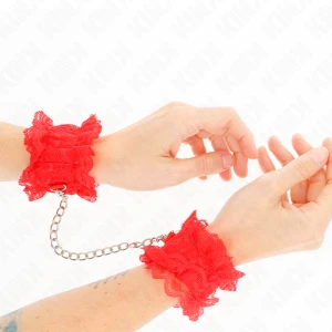 Kink Wrist Restraint elastische polsboeien van kant rood
