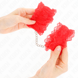 Kink Wrist Restraint elastische polsboeien van kant rood Kink Wrist Restraint elastische polsboeien van kant rood - Afbeelding 4