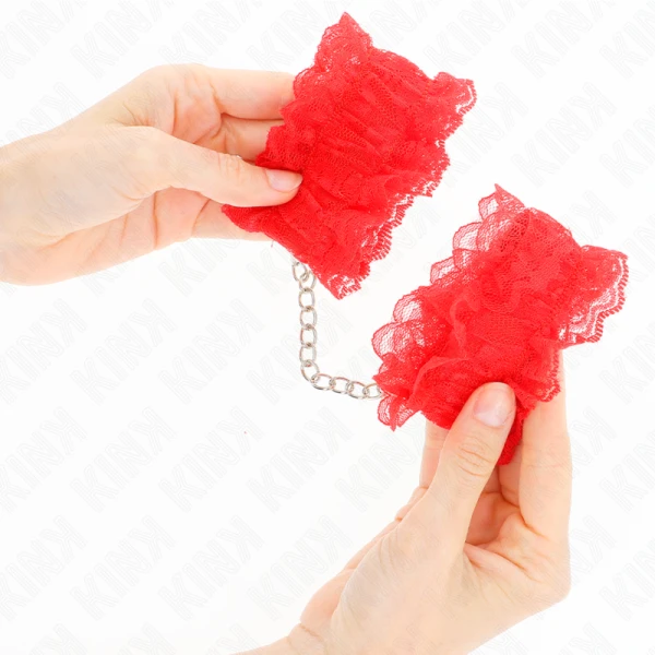 Kink Wrist Restraint elastische polsboeien van kant rood Kink Wrist Restraint elastische polsboeien van kant rood