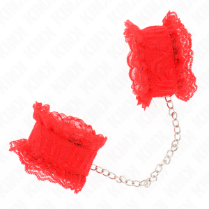 Kink Wrist Restraint elastische polsboeien van kant rood Kink Wrist Restraint elastische polsboeien van kant rood - Afbeelding 3