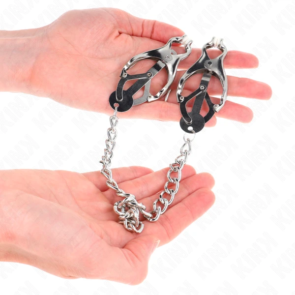 Kink Nipple Grip Japanse Klaverblad-nippelklemmen met ketting Zilver Kink Nipple Grip Japanse Klaverblad-nippelklemmen met ketting Zilver