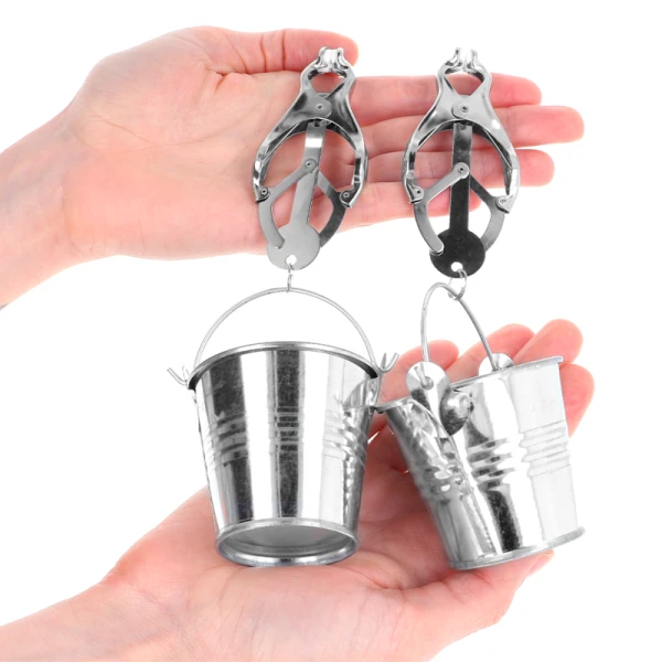 Kink Nipple Grip Japanische Kleeblatt-Nippelklammern mit Eimer Silber